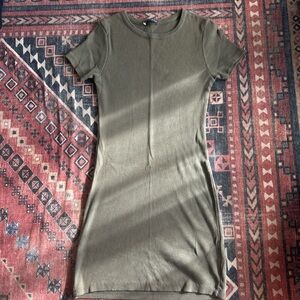 Brandy Melville Olive Green Short Sleeve Knit Bodycon Dress